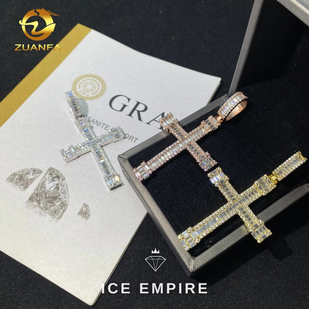 Iced Out Baguette Rose Gold Plated Moissanite Pendant