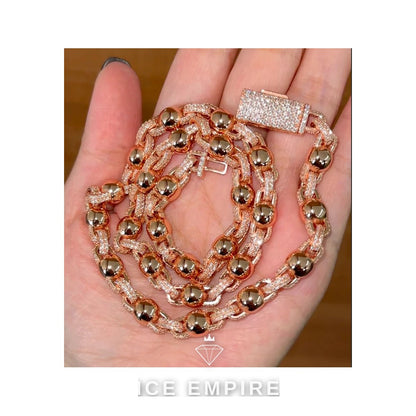 Iced Out Rose Gold Plated Moissanite Cuban Chain