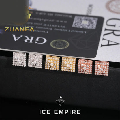 Iced Out Cluster 925 Silver Moissanite Stud Earrings