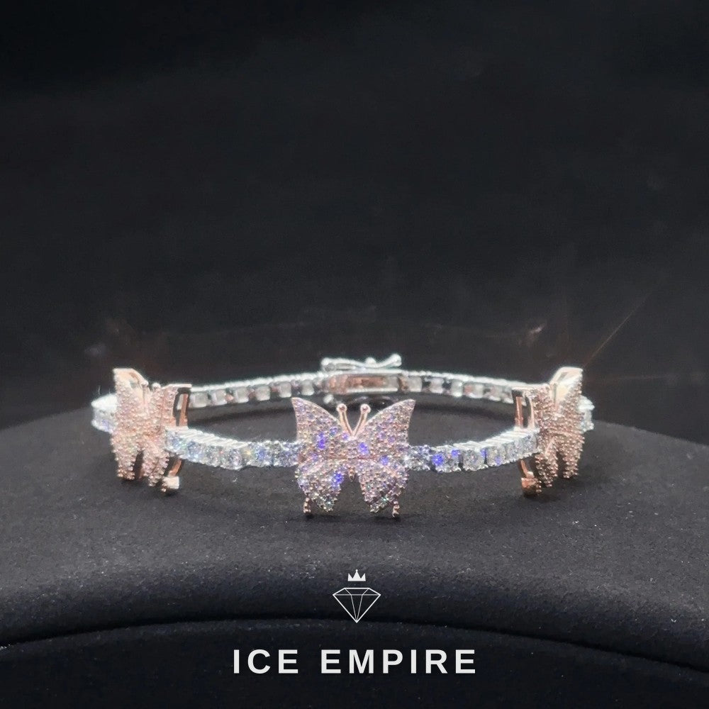 Iced Out Heart Rose Gold Plated Moissanite Cuban Chain