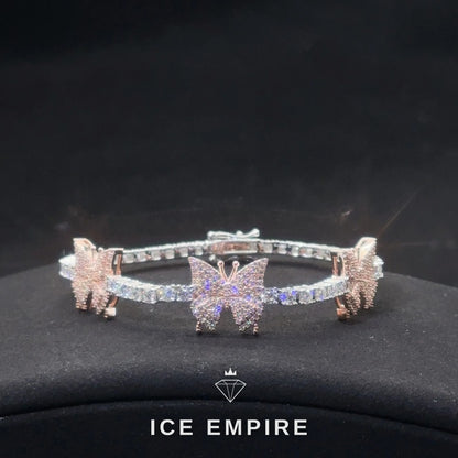 Iced Out Heart Rose Gold Plated Moissanite Cuban Chain