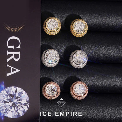 Iced Out Gold Plated Moissanite Stud Earrings