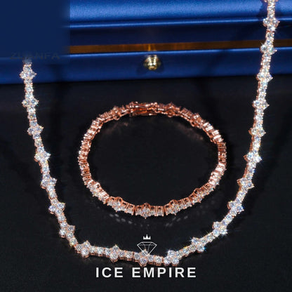 Iced Out Cross Rose Gold Plated Moissanite Cuban Chain