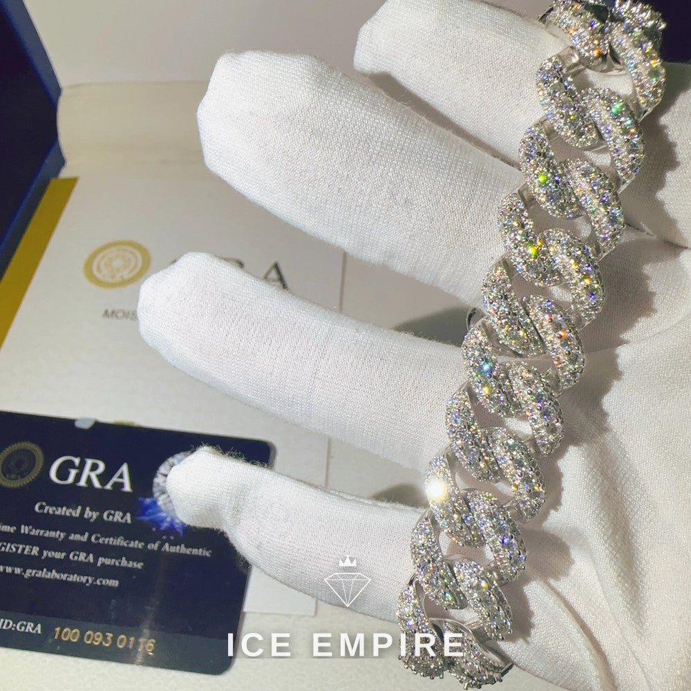 Iced Out 925 Silver Moissanite Cuban Chain