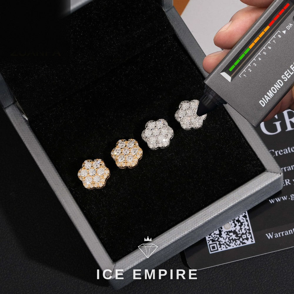 Iced Out Cluster 925 Silver Moissanite Earrings
