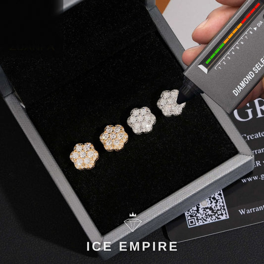 Iced Out Cluster 925 Silver Moissanite Earrings