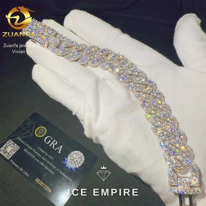 Iced Out 925 Silver Moissanite Cuban Chain