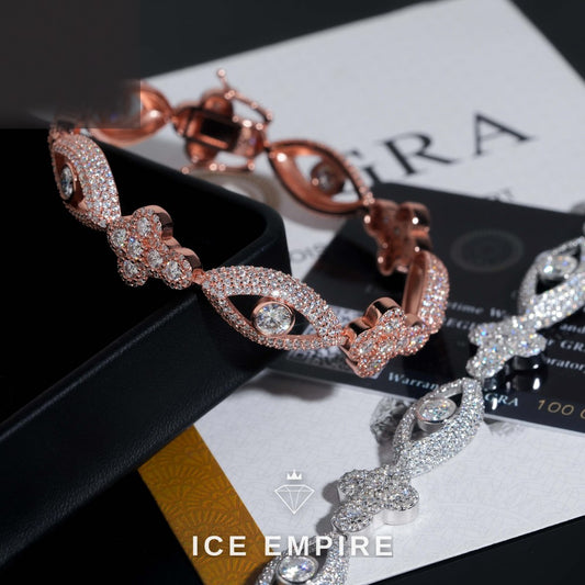 Iced Out Cross Rose Gold Plated Moissanite Cuban Chain