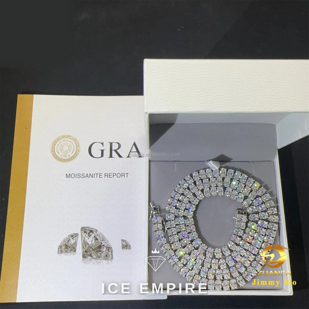 Iced Out Cluster 925 Silver Moissanite Cuban Chain