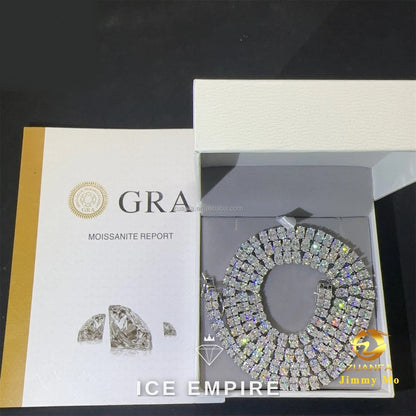 Iced Out Cluster 925 Silver Moissanite Cuban Chain