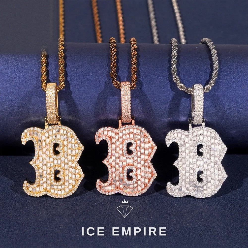 Iced Out Baguette 925 Silver Pendant