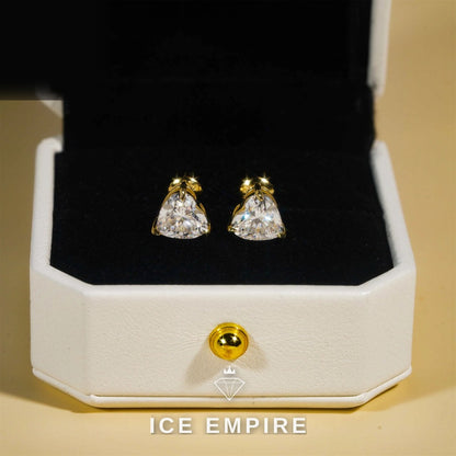 Iced Out Heart Gold Plated Moissanite Stud Earrings