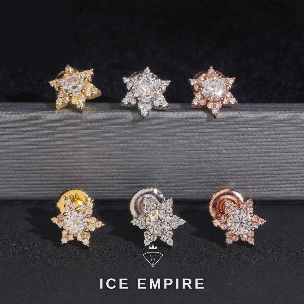 Iced Out Rose Gold Plated Moissanite Earrings