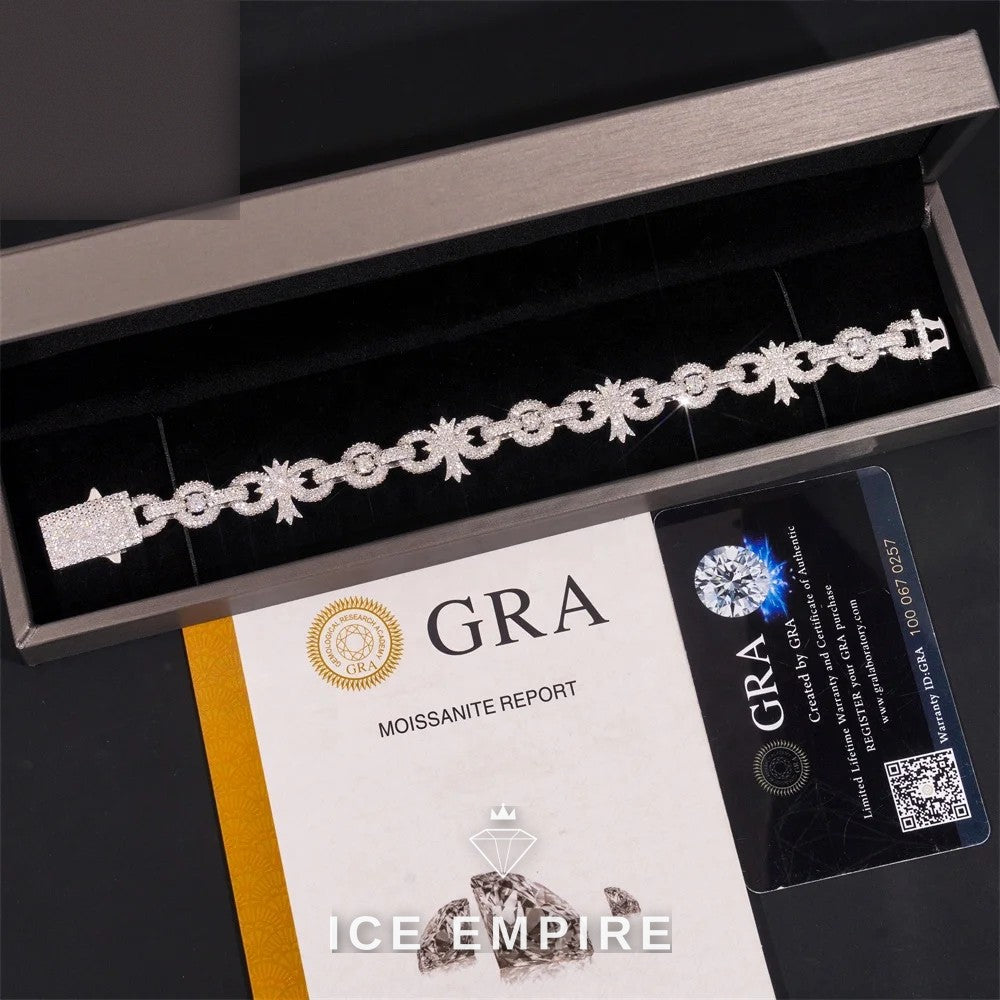 Iced Out Cross Rose Gold Plated Moissanite Bracelet
