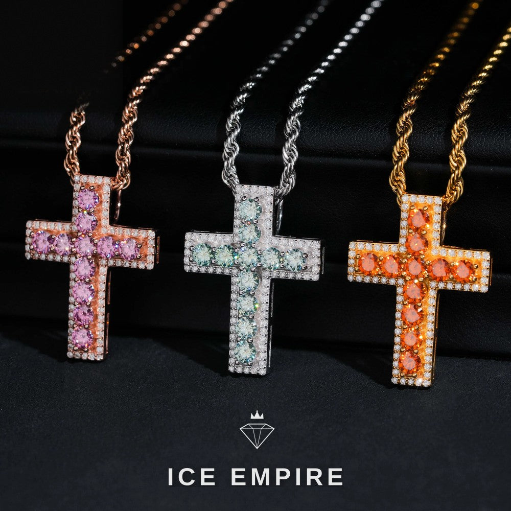 Iced Out Cross Rose Gold Plated Pendant
