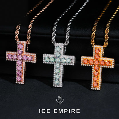 Iced Out Cross Rose Gold Plated Pendant