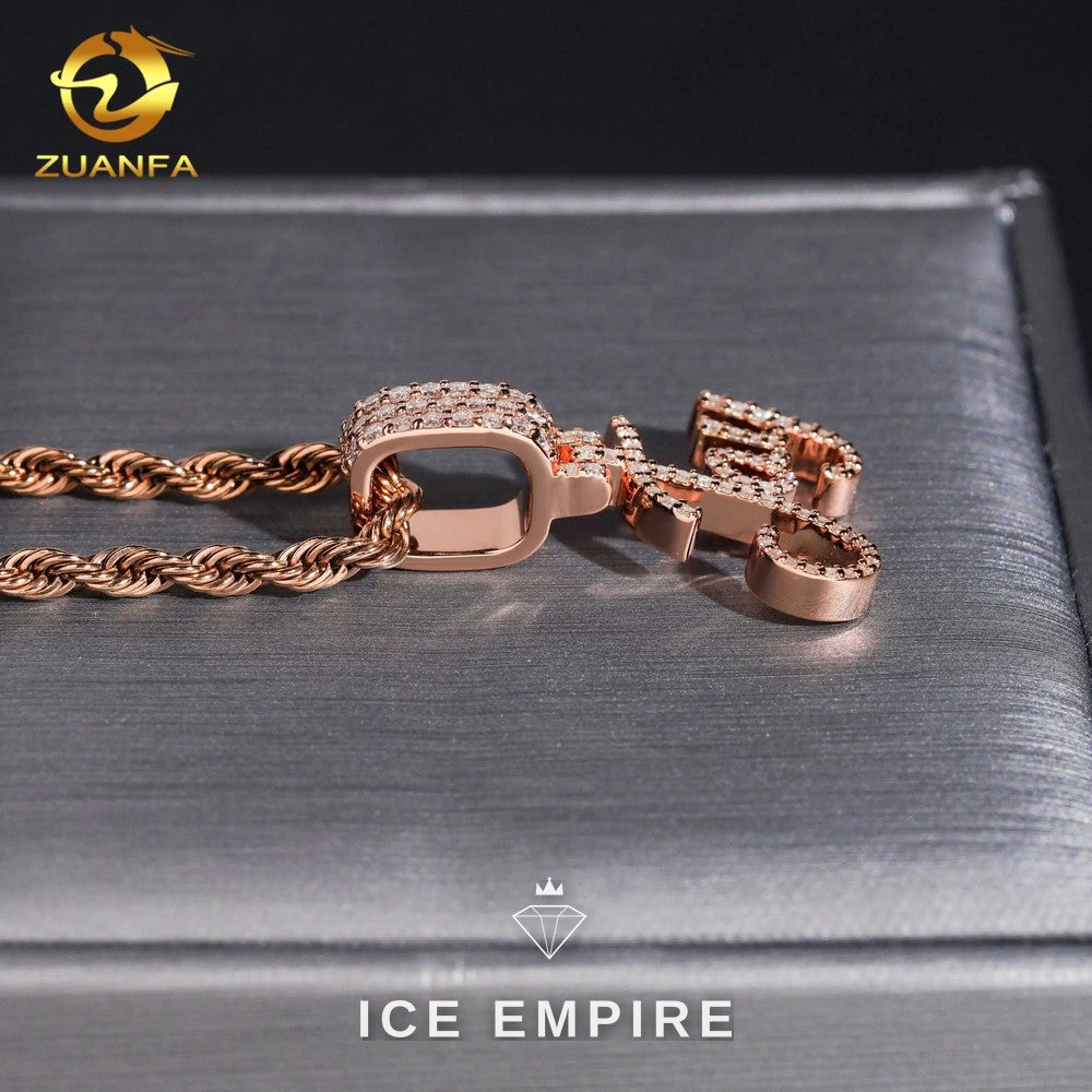 Iced Out Rose Gold Plated Moissanite Pendant