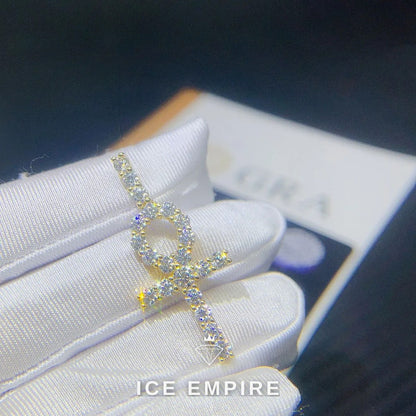 Iced Out Cross Rose Gold Plated Moissanite Pendant