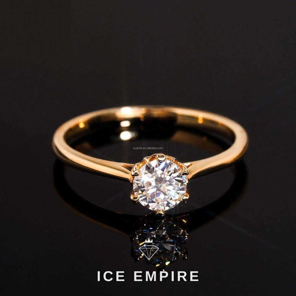 Iced Out 14K Gold Moissanite Engagement Ring