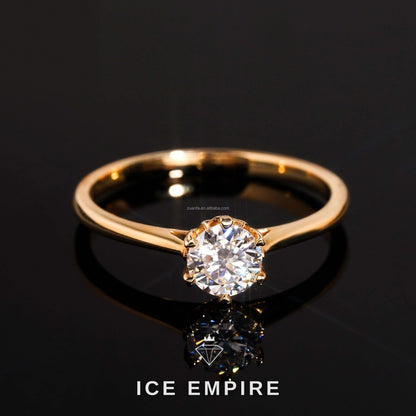 Iced Out 14K Gold Moissanite Engagement Ring