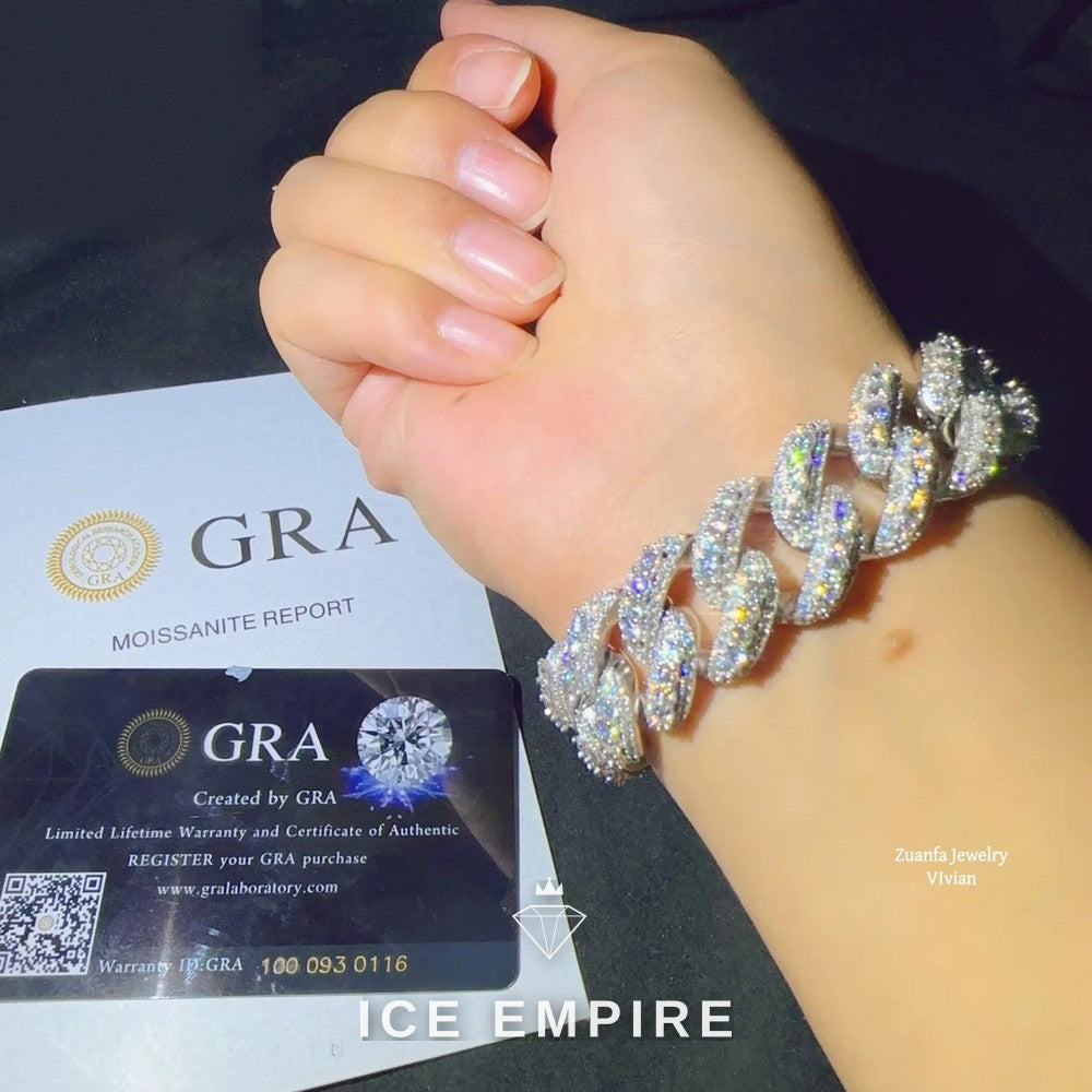 Iced Out 925 Silver Moissanite Cuban Chain