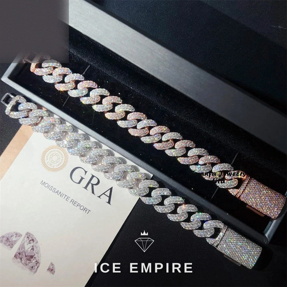 Iced Out 925 Silver Moissanite Cuban Chain