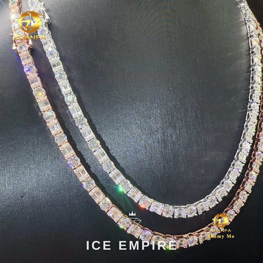 Iced Out Cluster 925 Silver Moissanite Cuban Chain