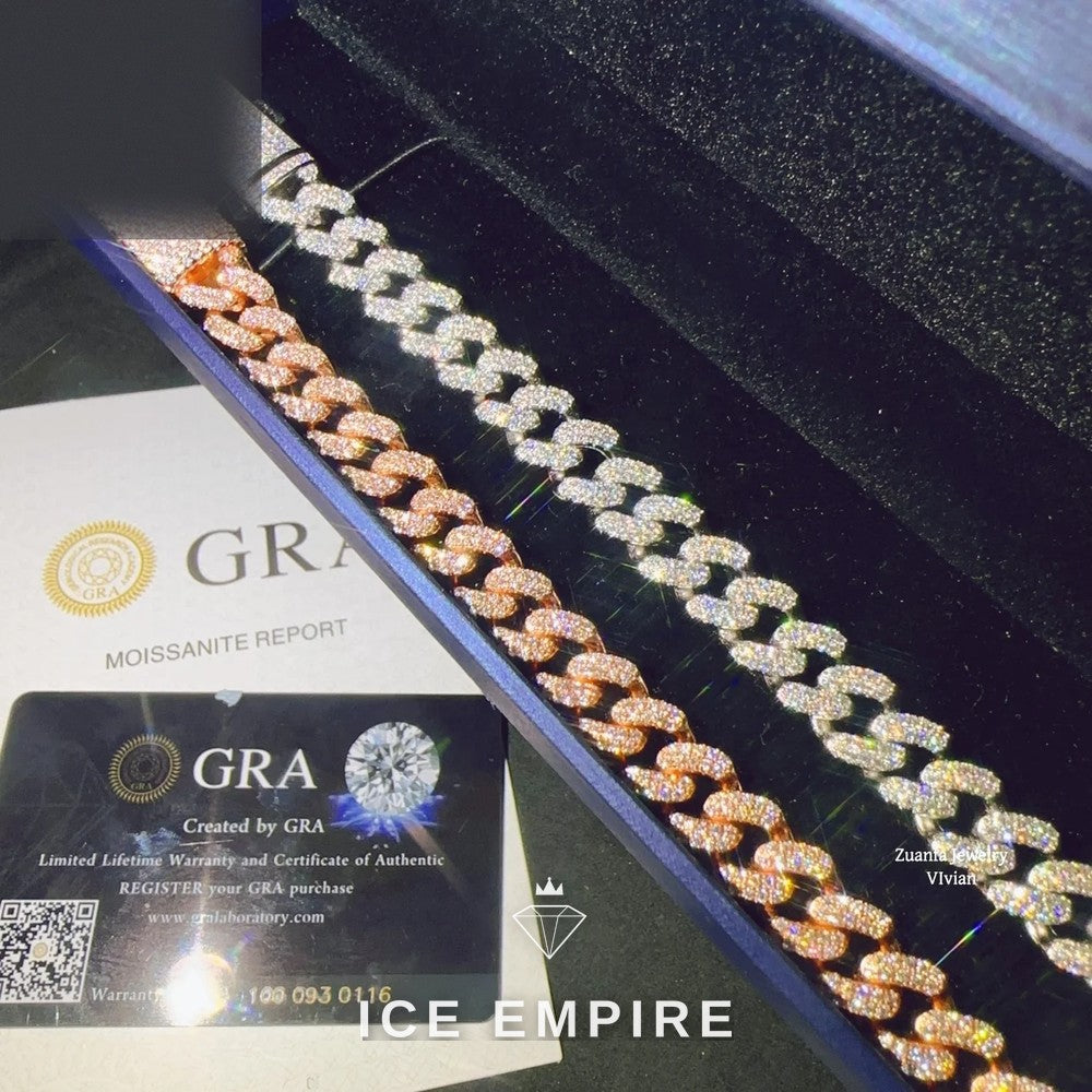 Iced Out 925 Silver Moissanite Cuban Chain