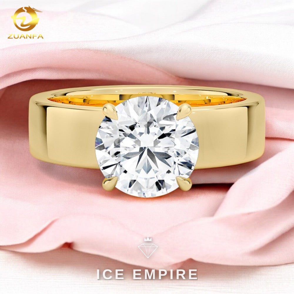 Iced Out Gold Plated Moissanite Engagement Ring