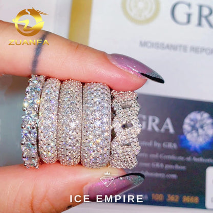 Iced Out 925 Silver Moissanite Ring
