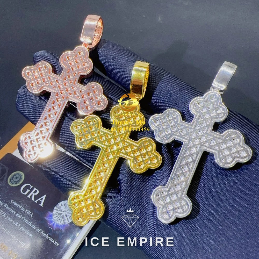 Iced Out Cross 925 Silver Moissanite Pendant