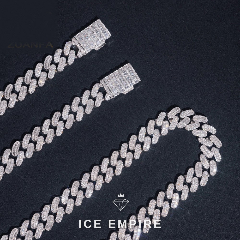 Iced Out 925 Silver Moissanite Cuban Chain