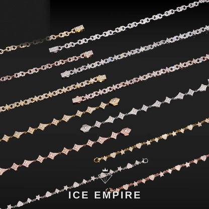 Iced Out Cluster Rose Gold Plated Moissanite Cuban Chain