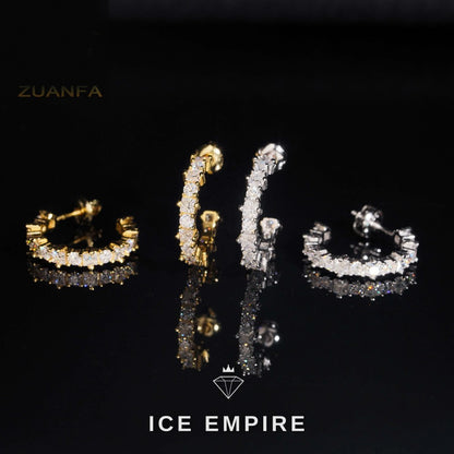Iced Out 925 Silver Moissanite Hoop Earrings