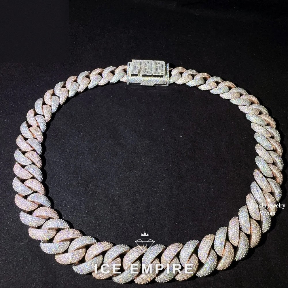 Iced Out Rose Gold Plated Moissanite Cuban Chain
