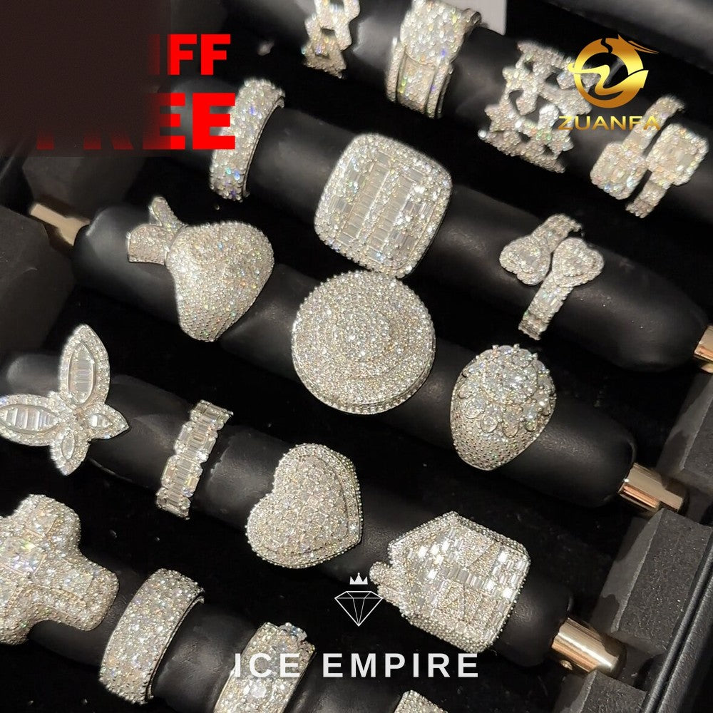 Iced Out 925 Silver Moissanite Ring