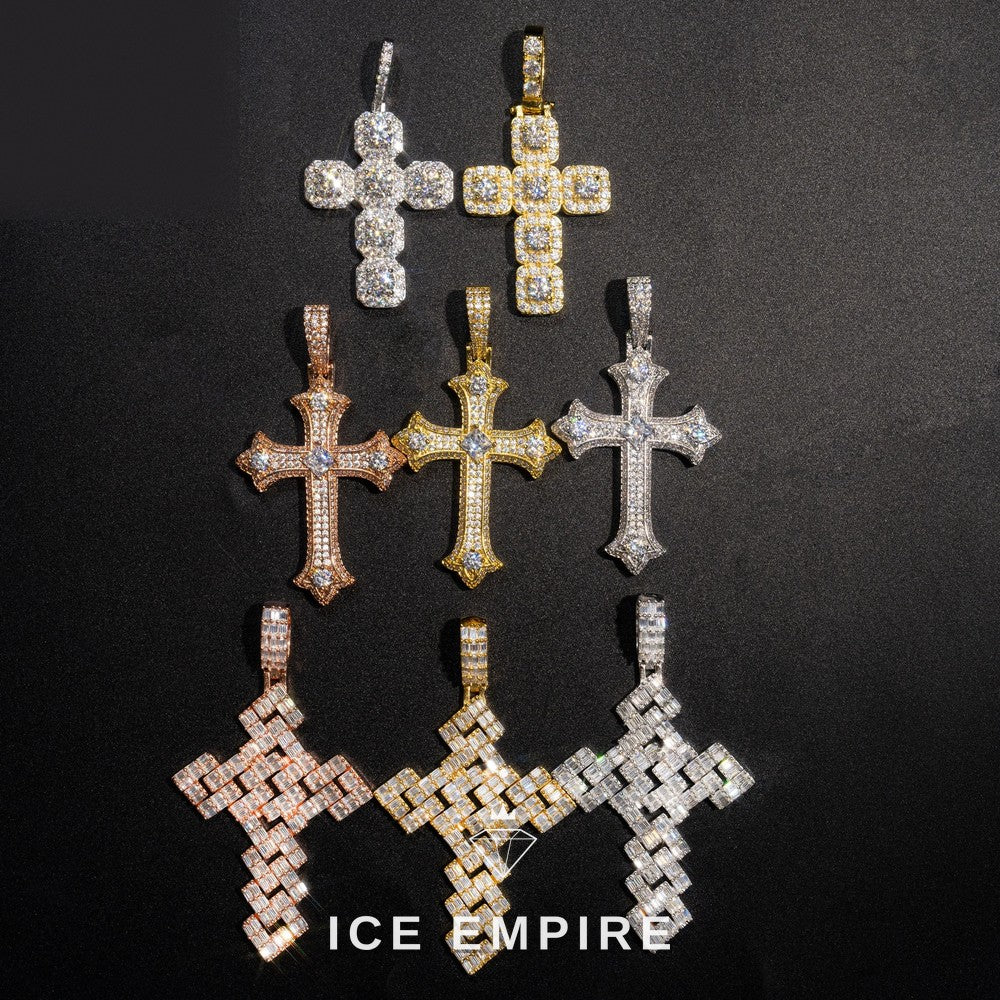 Iced Out Cross 925 Silver Moissanite Pendant