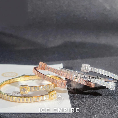 Iced Out Baguette 925 Silver Moissanite Bracelet