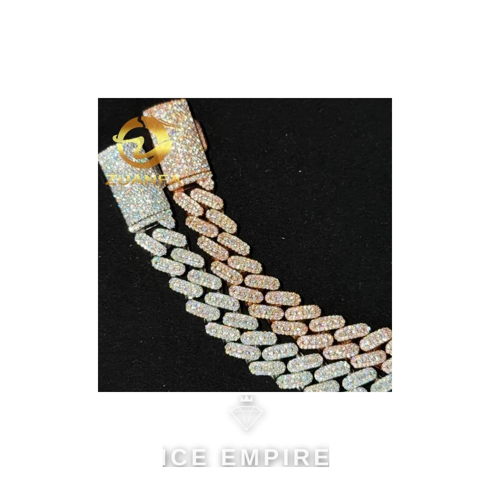 Iced Out 925 Silver Moissanite Cuban Chain