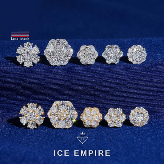 Iced Out Cluster Rose Gold Plated Moissanite Earrings