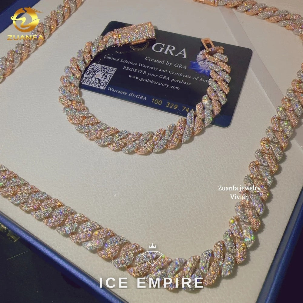 Iced Out Rose Gold Plated Moissanite Cuban Chain