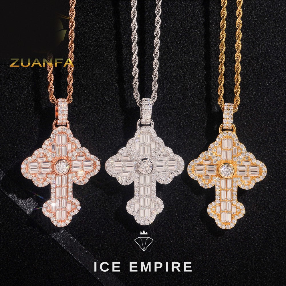 Iced Out Baguette Rose Gold Plated Moissanite Pendant