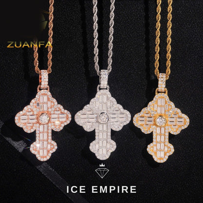 Iced Out Baguette Rose Gold Plated Moissanite Pendant