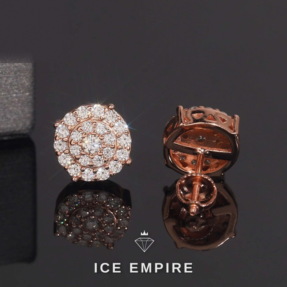 Iced Out Gold Plated Moissanite Stud Earrings