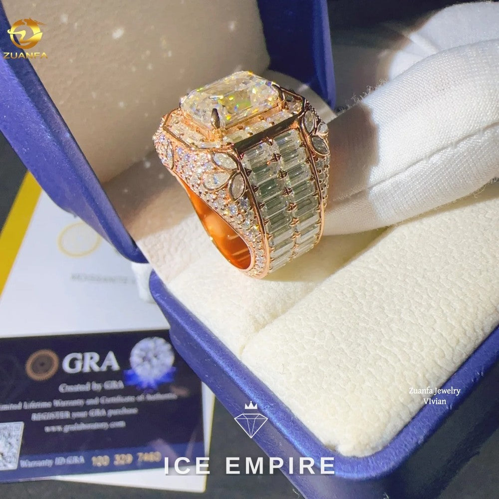 Iced Out 925 Silver Moissanite Ring