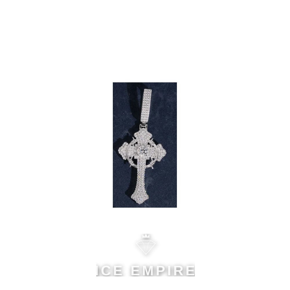 Iced Out Cross Gold Plated Moissanite Pendant
