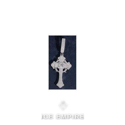 Iced Out Cross Gold Plated Moissanite Pendant