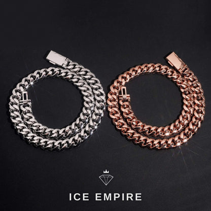 Iced Out Rose Gold Moissanite Cuban Chain