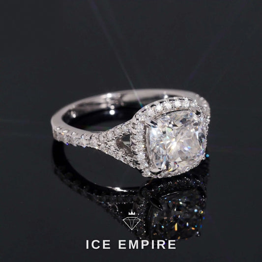 Iced Out Cluster Rose Gold Plated Moissanite Wedding Band