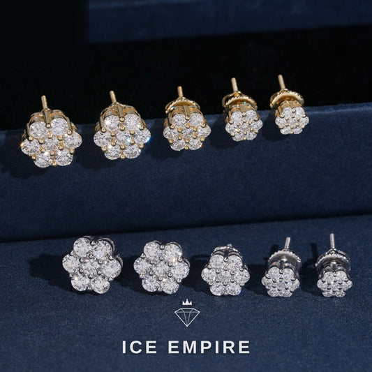 Iced Out Cluster Rose Gold Plated Lab Grown Diamond Earrings